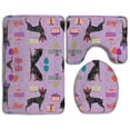 thumbnail image 1 of PUDMAD Bull Terrier Floral Flowers 3 Piece Bathroom Rugs Set Bath Rug Contour Mat and Toilet Lid Cover, 1 of 2