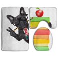 thumbnail image 1 of PUDMAD Bulldog Victory Gesture 3 Piece Bathroom Rugs Set Bath Rug Contour Mat and Toilet Lid Cover, 1 of 2