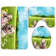 thumbnail image 1 of PUDMAD Bulldogs Summer 3 Piece Bathroom Rugs Set Bath Rug Contour Mat and Toilet Lid Cover, 1 of 2