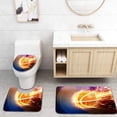 thumbnail image 1 of PUDMAD Burning Basketball 3 Piece Bathroom Rugs Set Bath Rug Contour Mat and Toilet Lid Cover, 1 of 2