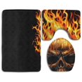 thumbnail image 1 of PUDMAD Burning Skull2 3 Piece Bathroom Rugs Set Bath Rug Contour Mat and Toilet Lid Cover, 1 of 2