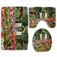 thumbnail image 1 of PUDMAD Butchart Garden 3 Piece Bathroom Rugs Set Bath Rug Contour Mat and Toilet Lid Cover, 1 of 2