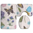 thumbnail image 1 of PUDMAD Butterflies Customized 3 Piece Bathroom Rugs Set Bath Rug Contour Mat and Toilet Lid Cover, 1 of 2