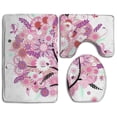 thumbnail image 1 of PUDMAD Butterflies Floral Leaves Tree 3 Piece Bathroom Rugs Set Bath Rug Contour Mat and Toilet Lid Cover, 1 of 2