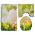 thumbnail image 1 of PUDMAD Butterflies Tulips 3 Piece Bathroom Rugs Set Bath Rug Contour Mat and Toilet Lid Cover, 1 of 2