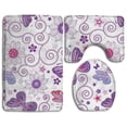 thumbnail image 1 of PUDMAD Butterfly 3 3 Piece Bathroom Rugs Set Bath Rug Contour Mat and Toilet Lid Cover, 1 of 2