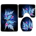 thumbnail image 1 of PUDMAD Butterfly 3 Piece Bathroom Rugs Set Bath Rug Contour Mat and Toilet Lid Cover, 1 of 2