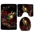 thumbnail image 1 of PUDMAD Butterfly Princess 3 Piece Bathroom Rugs Set Bath Rug Contour Mat and Toilet Lid Cover, 1 of 2