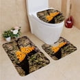thumbnail image 1 of PUDMAD Butterfly Sitting Tree bark 3 Piece Bathroom Rugs Set Bath Rug Contour Mat and Toilet Lid Cover, 1 of 2