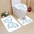 thumbnail image 1 of PUDMAD Butterfly Water Splash 3 Piece Bathroom Rugs Set Bath Rug Contour Mat and Toilet Lid Cover, 1 of 2