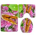 thumbnail image 1 of PUDMAD Butterfly on Onion Flowers 3 Piece Bathroom Rugs Set Bath Rug Contour Mat and Toilet Lid Cover, 1 of 2