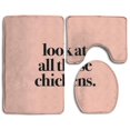 thumbnail image 1 of PUDMAD CHICKENS 3 Piece Bathroom Rugs Set Bath Rug Contour Mat and Toilet Lid Cover, 1 of 2