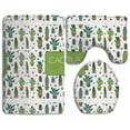 thumbnail image 1 of PUDMAD Cactus 3 Piece Bathroom Rugs Set Bath Rug Contour Mat and Toilet Lid Cover, 1 of 2