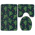 thumbnail image 1 of PUDMAD Cactus 3 Piece Bathroom Rugs Set Bath Rug Contour Mat and Toilet Lid Cover, 1 of 2