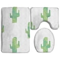 thumbnail image 1 of PUDMAD Cactus 3 Piece Bathroom Rugs Set Bath Rug Contour Mat and Toilet Lid Cover, 1 of 2