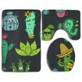 thumbnail image 1 of PUDMAD Cactus 3 Piece Bathroom Rugs Set Bath Rug Contour Mat and Toilet Lid Cover, 1 of 2