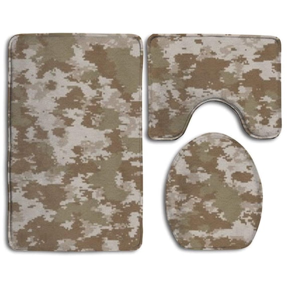 PUDMAD Cactus 3 Piece Bathroom Rugs Set Bath Rug Contour Mat and Toilet Lid Cover