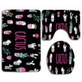thumbnail image 1 of PUDMAD Cactus Painting on Black 3 Piece Bathroom Rugs Set Bath Rug Contour Mat and Toilet Lid Cover, 1 of 2