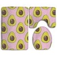 thumbnail image 1 of PUDMAD California Avocados Pink 3 Piece Bathroom Rugs Set Bath Rug Contour Mat and Toilet Lid Cover, 1 of 2