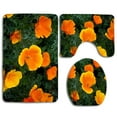 thumbnail image 1 of PUDMAD California Poppies 3 Piece Bathroom Rugs Set Bath Rug Contour Mat and Toilet Lid Cover, 1 of 2