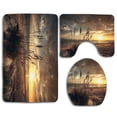 thumbnail image 1 of PUDMAD Calm Coastal Scene Horizon in Middle Nowhere Cloudy Sunset Ocean 3 Piece Bathroom Rugs Set Bath Rug Contour Mat and Toilet Lid Cover, 1 of 2
