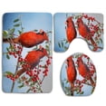 thumbnail image 1 of PUDMAD Cardinals on a Berry Branch 3 Piece Bathroom Rugs Set Bath Rug Contour Mat and Toilet Lid Cover, 1 of 2