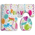 thumbnail image 1 of PUDMAD Carnaval 3 Piece Bathroom Rugs Set Bath Rug Contour Mat and Toilet Lid Cover, 1 of 2