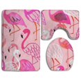 thumbnail image 1 of PUDMAD Cartoon Cute Flamingo Pink 3 Piece Bathroom Rugs Set Bath Rug Contour Mat and Toilet Lid Cover, 1 of 2