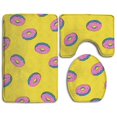thumbnail image 1 of PUDMAD Cartoon Donut Yellow Fashion 3 Piece Bathroom Rugs Set Bath Rug Contour Mat and Toilet Lid Cover, 1 of 2