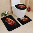 thumbnail image 1 of PUDMAD Cartoon Fireworks Tiger 3 Piece Bathroom Rugs Set Bath Rug Contour Mat and Toilet Lid Cover, 1 of 2