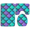 thumbnail image 1 of PUDMAD Cartoon Fish Scales 3 Piece Bathroom Rugs Set Bath Rug Contour Mat and Toilet Lid Cover, 1 of 2
