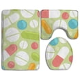thumbnail image 1 of PUDMAD Cartoon Geometric 3 Piece Bathroom Rugs Set Bath Rug Contour Mat and Toilet Lid Cover, 1 of 2