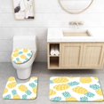 thumbnail image 1 of PUDMAD Cartoon Pineapple on a White 3 Piece Bathroom Rugs Set Bath Rug Contour Mat and Toilet Lid Cover, 1 of 2