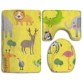 thumbnail image 1 of PUDMAD Cartoon Wildlife 3 Piece Bathroom Rugs Set Bath Rug Contour Mat and Toilet Lid Cover, 1 of 2