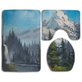 thumbnail image 1 of PUDMAD Cascading Falls 3 Piece Bathroom Rugs Set Bath Rug Contour Mat and Toilet Lid Cover, 1 of 2