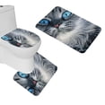 thumbnail image 1 of PUDMAD Cat Muzzle Blue Eyed Fluffy 3 Piece Bathroom Rugs Set Bath Rug Contour Mat and Toilet Lid Cover, 1 of 2