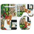 thumbnail image 1 of PUDMAD Cats in Swing 3 Piece Bathroom Rugs Set Bath Rug Contour Mat and Toilet Lid Cover, 1 of 2