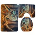 thumbnail image 1 of PUDMAD Chameleon Reptile Branch 3 Piece Bathroom Rugs Set Bath Rug Contour Mat and Toilet Lid Cover, 1 of 2