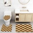 thumbnail image 1 of PUDMAD Checkered Empty Checkerboard Wooden Seem Mosaic Texture Chess Game Hobby Theme Brown 3 Piece Bathroom Rugs Set Bath Rug Contour Mat and Toilet Lid Cover, 1 of 2