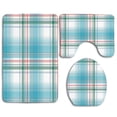 thumbnail image 1 of PUDMAD Checkered Pastel White Blue Checkered Pink Strips Fresh Summer 3 Piece Bathroom Rugs Set Bath Rug Contour Mat and Toilet Lid Cover, 1 of 2
