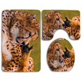 thumbnail image 1 of PUDMAD Cheetah Licking His Paw 3 Piece Bathroom Rugs Set Bath Rug Contour Mat and Toilet Lid Cover, 1 of 2