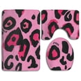 thumbnail image 1 of PUDMAD Cheetah Lignt Pink Leopard 3 Piece Bathroom Rugs Set Bath Rug Contour Mat and Toilet Lid Cover, 1 of 2