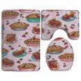 thumbnail image 1 of PUDMAD Cherry Pies Pink 3 Piece Bathroom Rugs Set Bath Rug Contour Mat and Toilet Lid Cover, 1 of 2