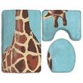 thumbnail image 1 of PUDMAD Chewing Giraffe 3 Piece Bathroom Rugs Set Bath Rug Contour Mat and Toilet Lid Cover, 1 of 2