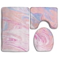 thumbnail image 1 of PUDMAD Chic Pink Marble Texture 3 Piece Bathroom Rugs Set Bath Rug Contour Mat and Toilet Lid Cover, 1 of 2