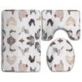 thumbnail image 1 of PUDMAD Chicken Happy 3 Piece Bathroom Rugs Set Bath Rug Contour Mat and Toilet Lid Cover, 1 of 2