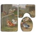 thumbnail image 1 of PUDMAD Chickens Ducks Mallard Farmyard 3 Piece Bathroom Rugs Set Bath Rug Contour Mat and Toilet Lid Cover, 1 of 2
