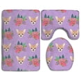 thumbnail image 1 of PUDMAD Chihuahua Dog 3 Piece Bathroom Rugs Set Bath Rug Contour Mat and Toilet Lid Cover, 1 of 2