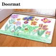 thumbnail image 1 of PUDMAD Child Drawing Butterfly Flowers Nature 3 Piece Bathroom Rugs Set Bath Rug Contour Mat and Toilet Lid Cover, 1 of 2