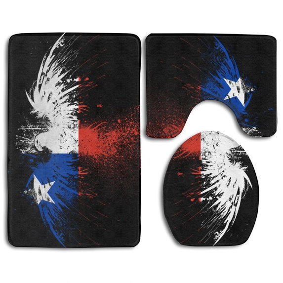 PUDMAD Chile Eagle Flag 3 Piece Bathroom Rugs Set Bath Rug Contour Mat and Toilet Lid Cover